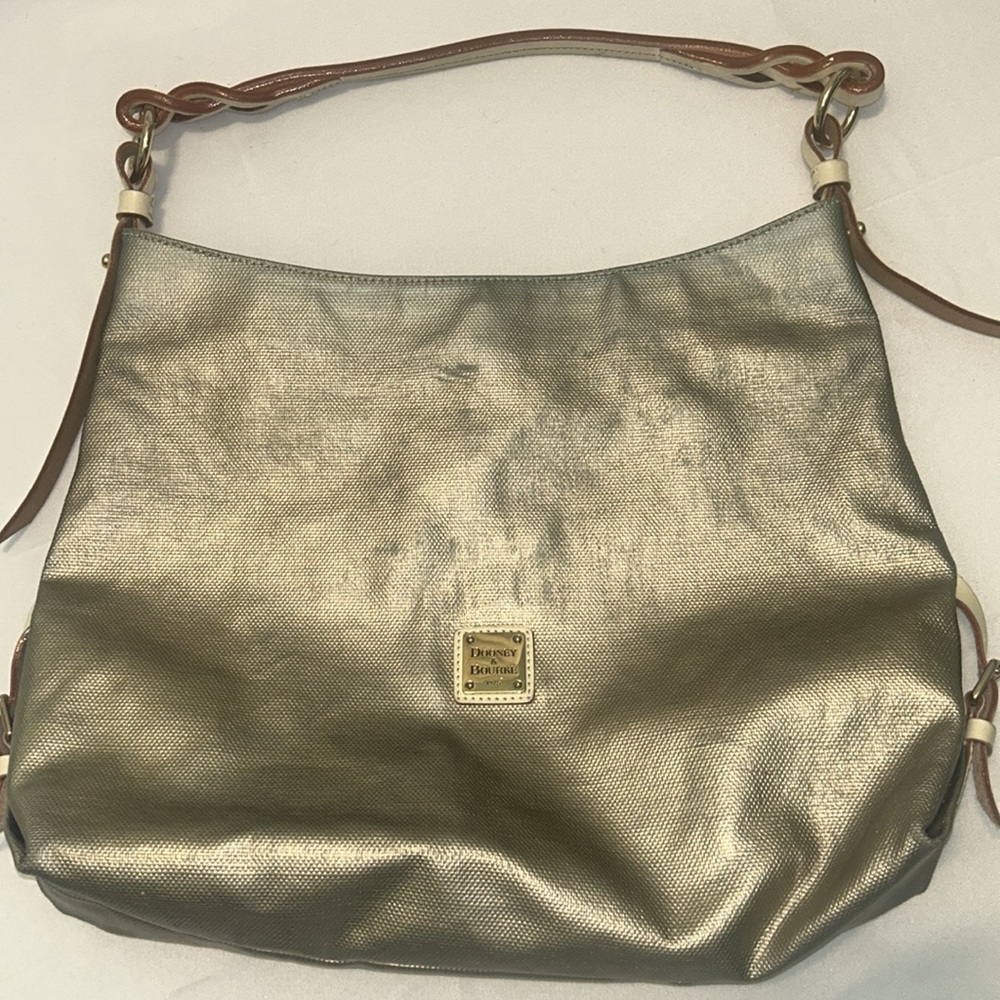 Dooney & Bourke Gold and Tan Hobo Bag with Slouchy Design